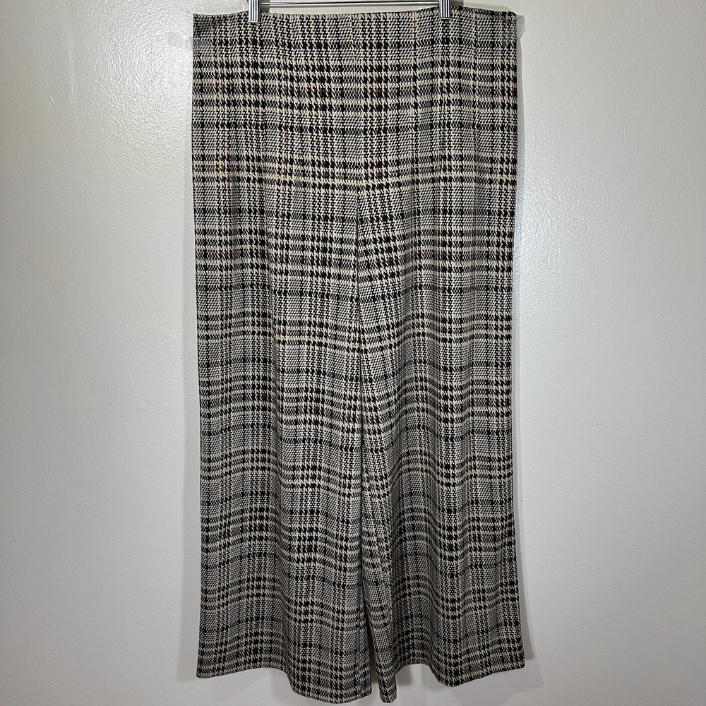 Worthington Women's 18 Brown Plaid Wide Leg Business Casual Preppy